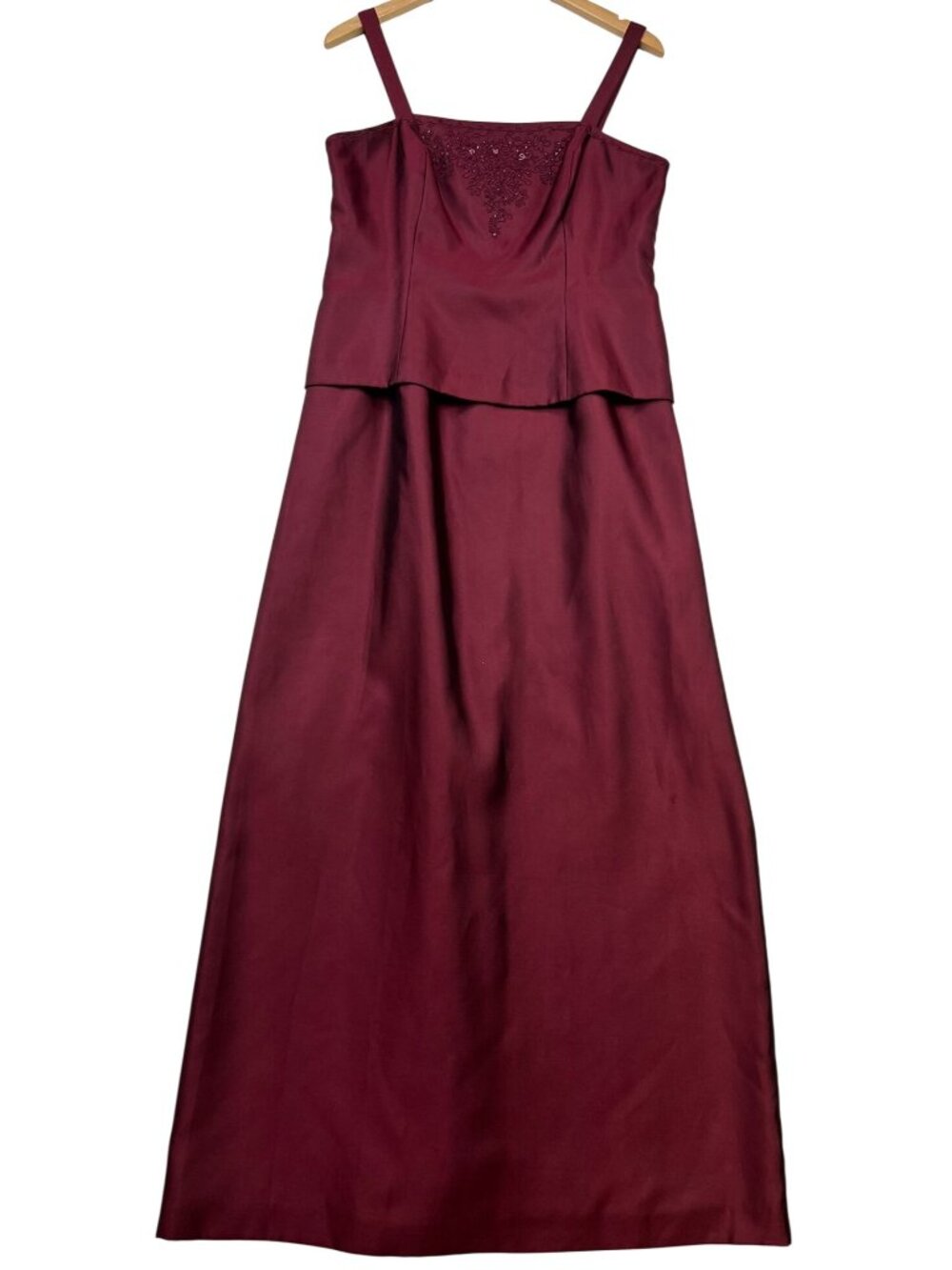 Alex Women's Embroidery Formal Evening Maxi Dress Sleeveless Size 12 Maroon